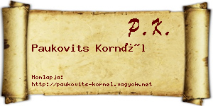 Paukovits Kornél névjegykártya